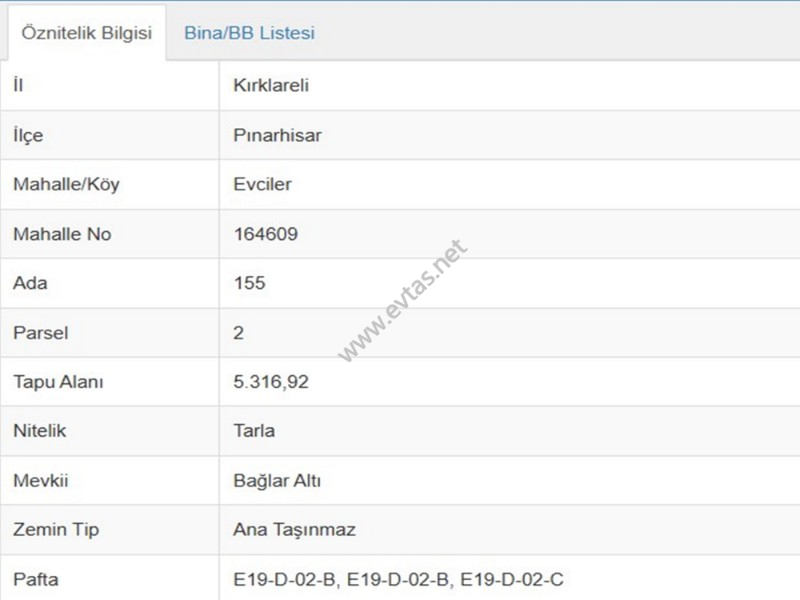 PINARHİSAR EVCİLER K&Ouml;Y&Uuml;NDE 5.300 M2 M&Uuml;STAKİL TAPU